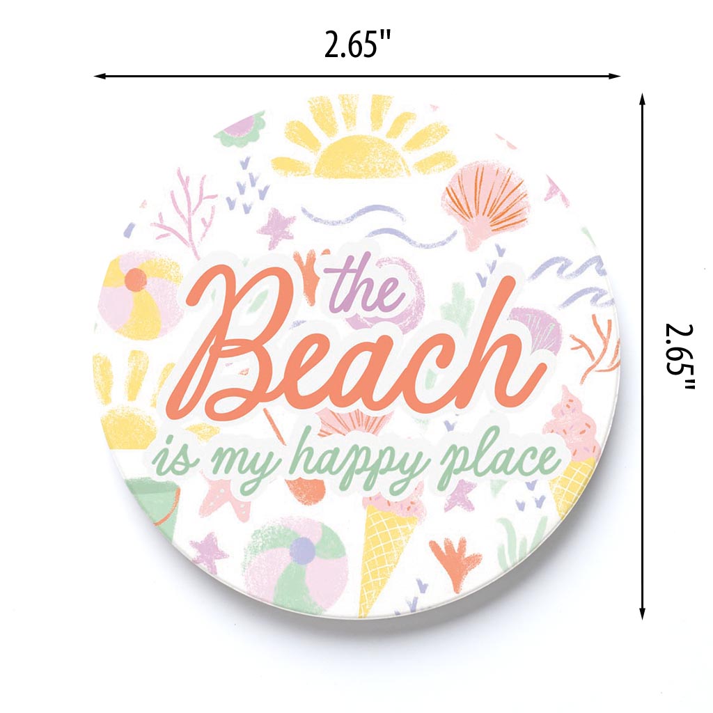 Car Coaster-Beach Is My Happy Place -3