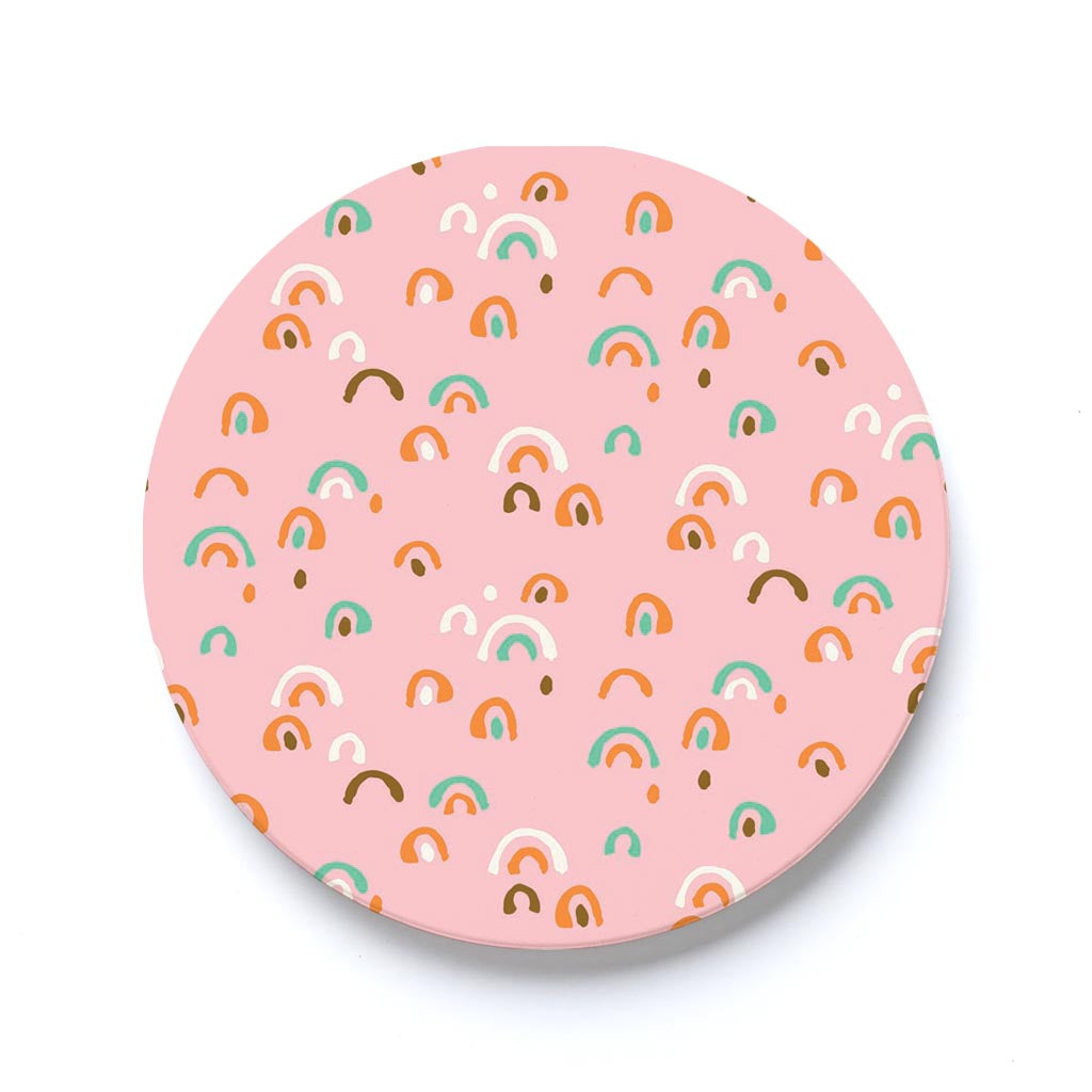 Car Coaster-Bright Whimsical Pink Pattern -0