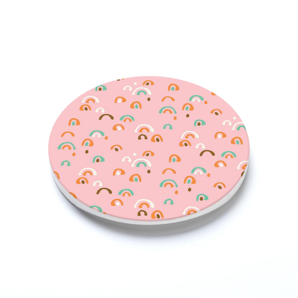 Car Coaster-Bright Whimsical Pink Pattern -1