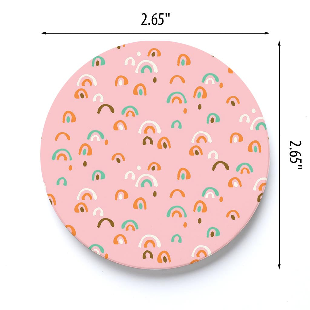 Car Coaster-Bright Whimsical Pink Pattern -3
