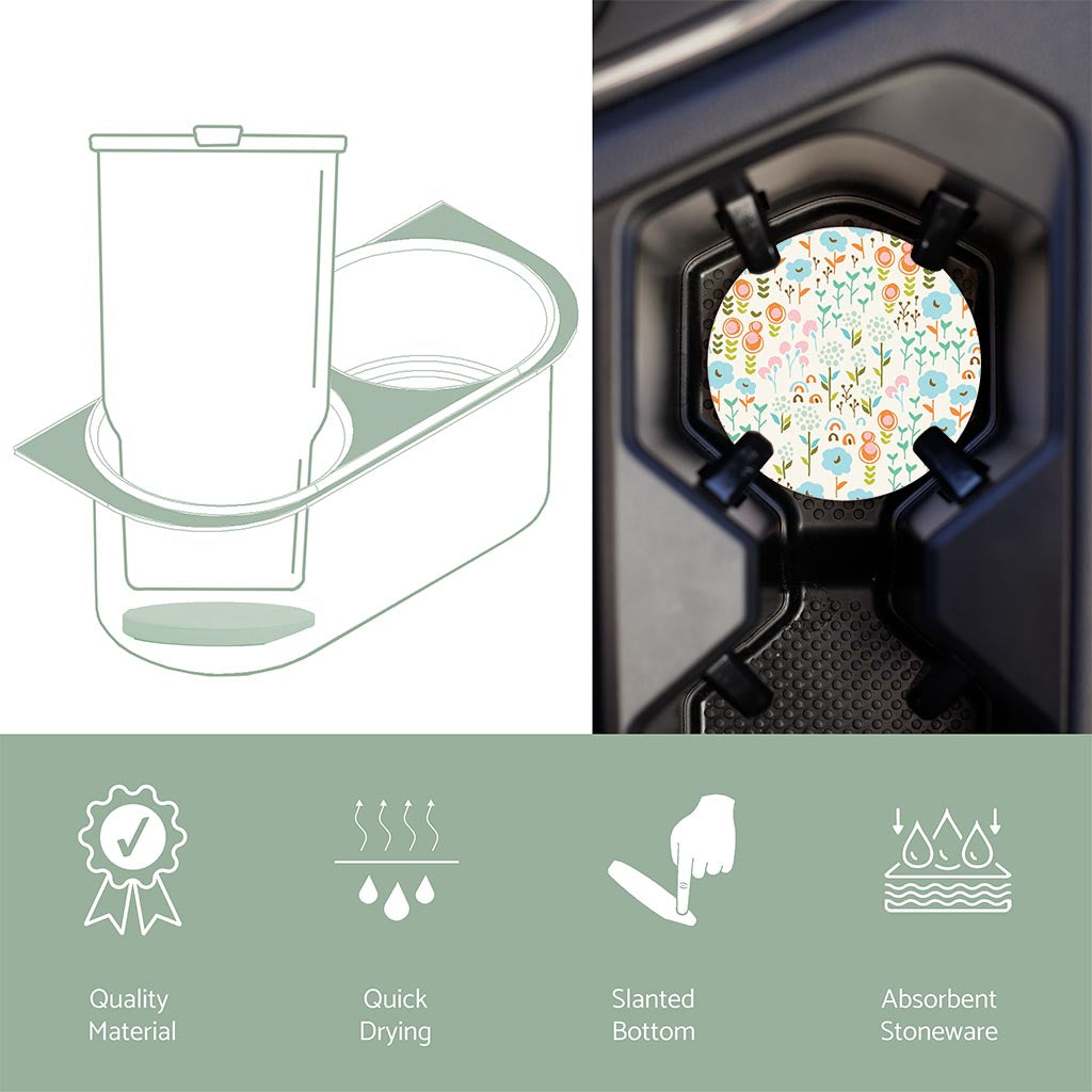 Car Coaster-Bright Whimsical Floral Pattern -6