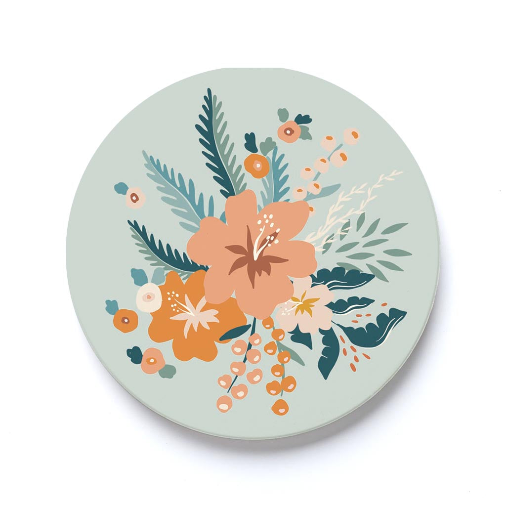 Car Coaster-Vintage Florals Blue -0