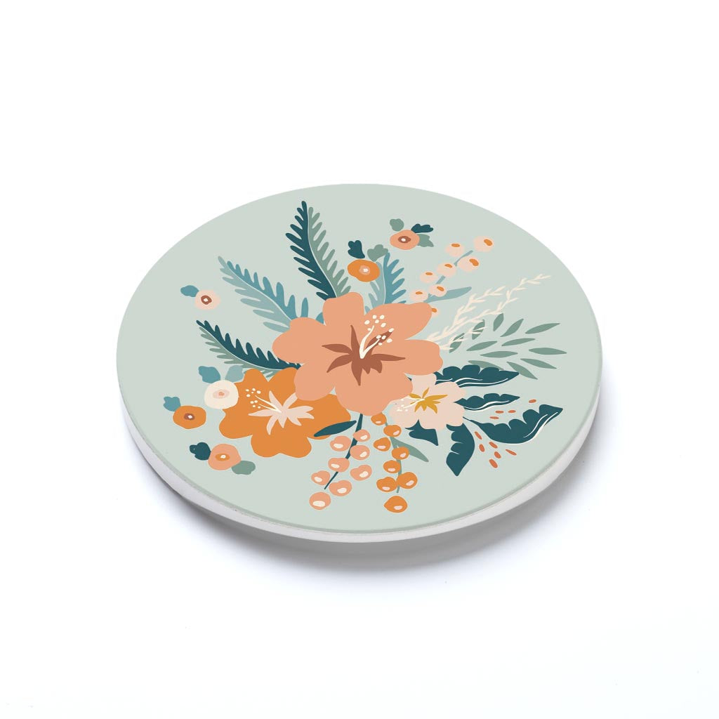 Car Coaster-Vintage Florals Blue -1