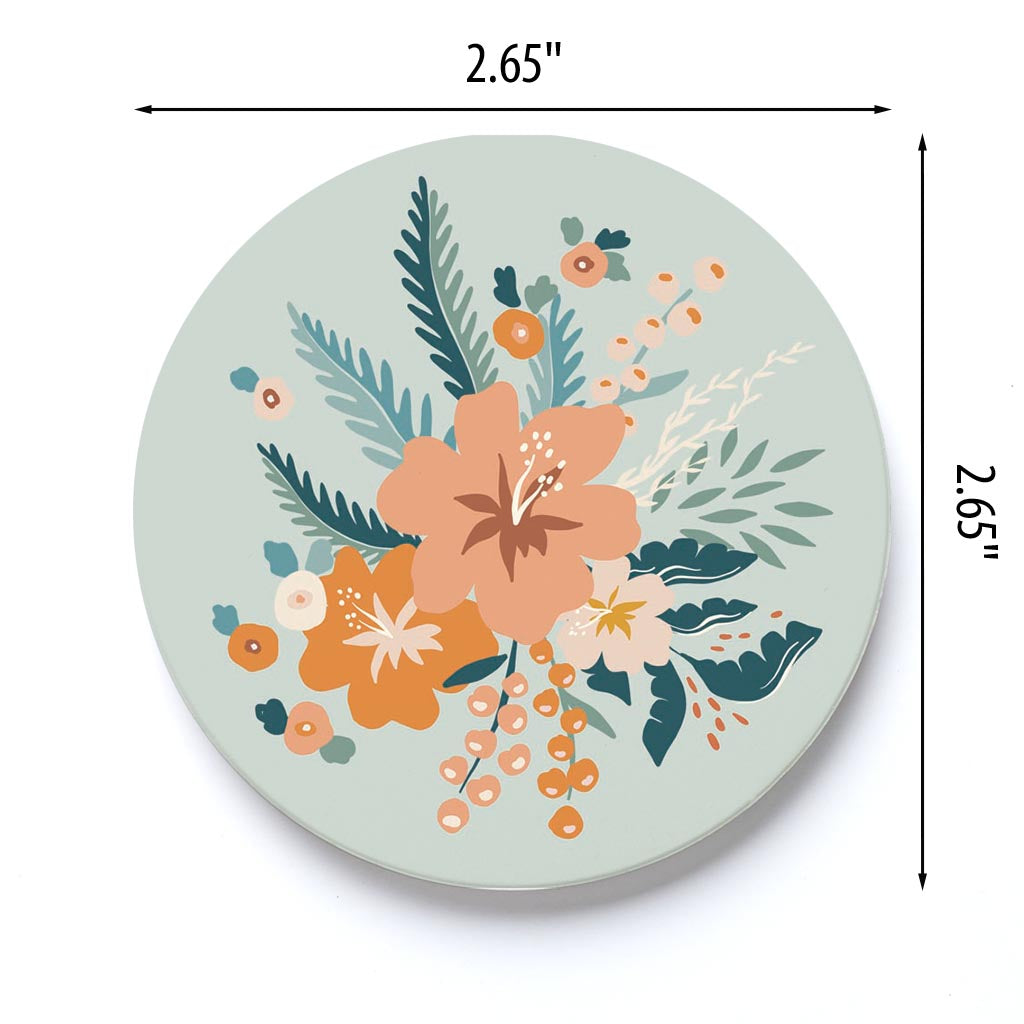 Car Coaster-Vintage Florals Blue -3