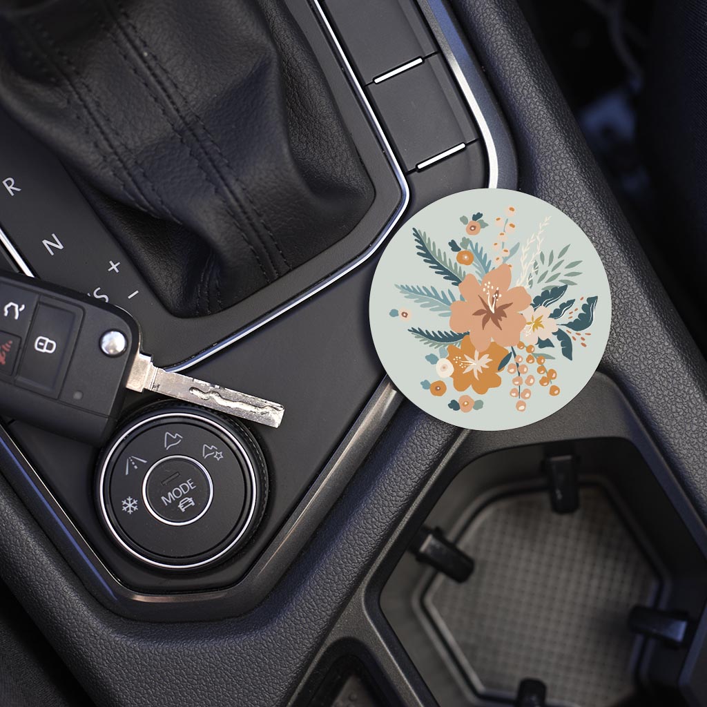 Car Coaster-Vintage Florals Blue -5