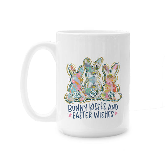 15oz Coffee Mug White-Bunny Kisses & Easter Wishes