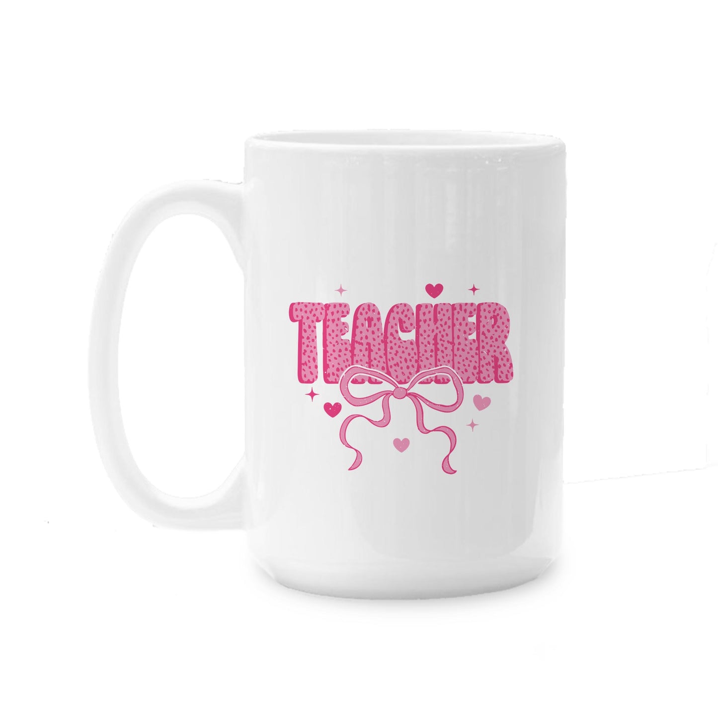 15oz Coffee Mug White-Classroom Coquette Teacher Hearts & Bow -0