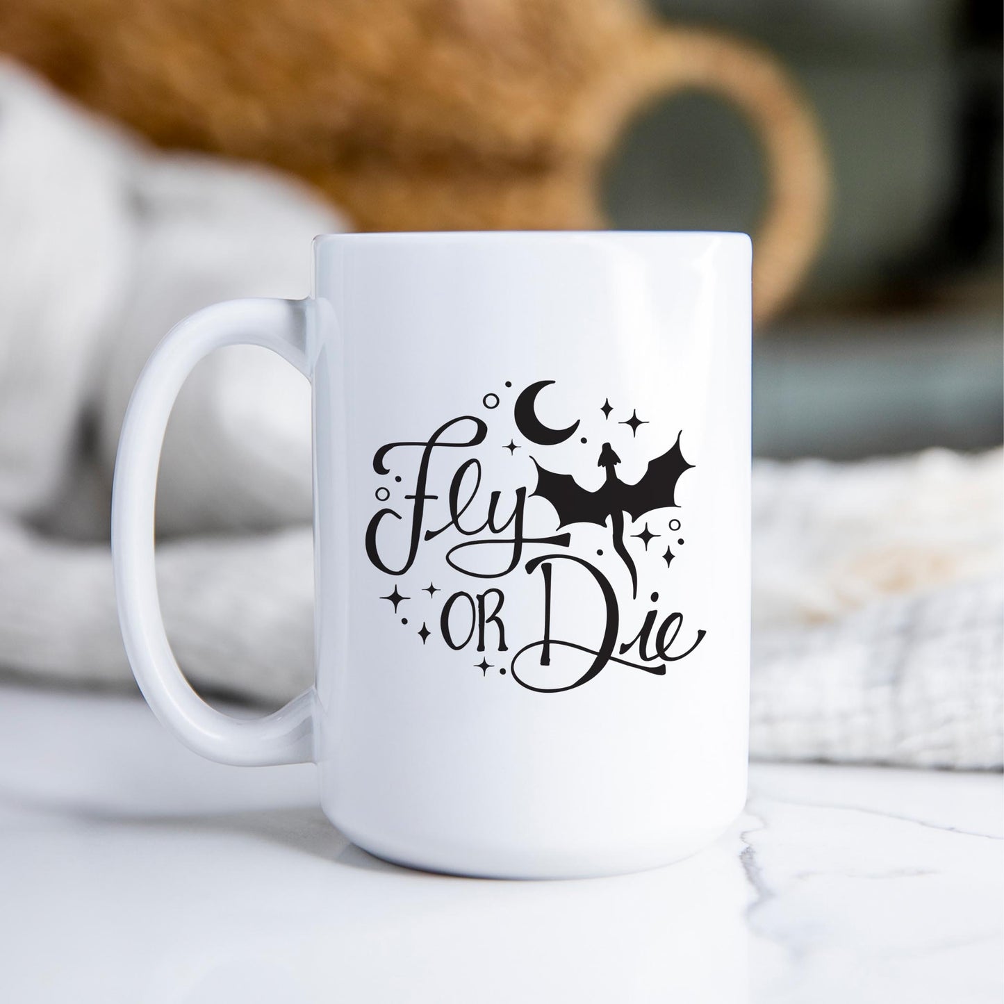 15oz Coffee Mug White-Fly Or Die -2