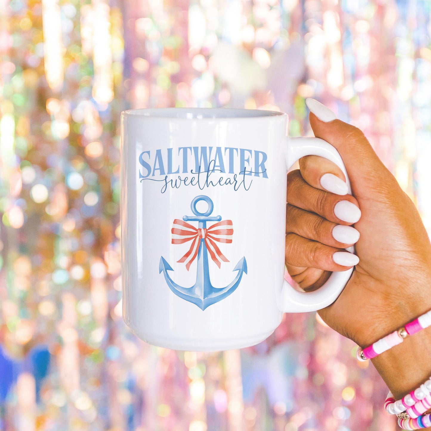 15oz Coffee Mug White-New England Tides Saltwater Sweetheart -4