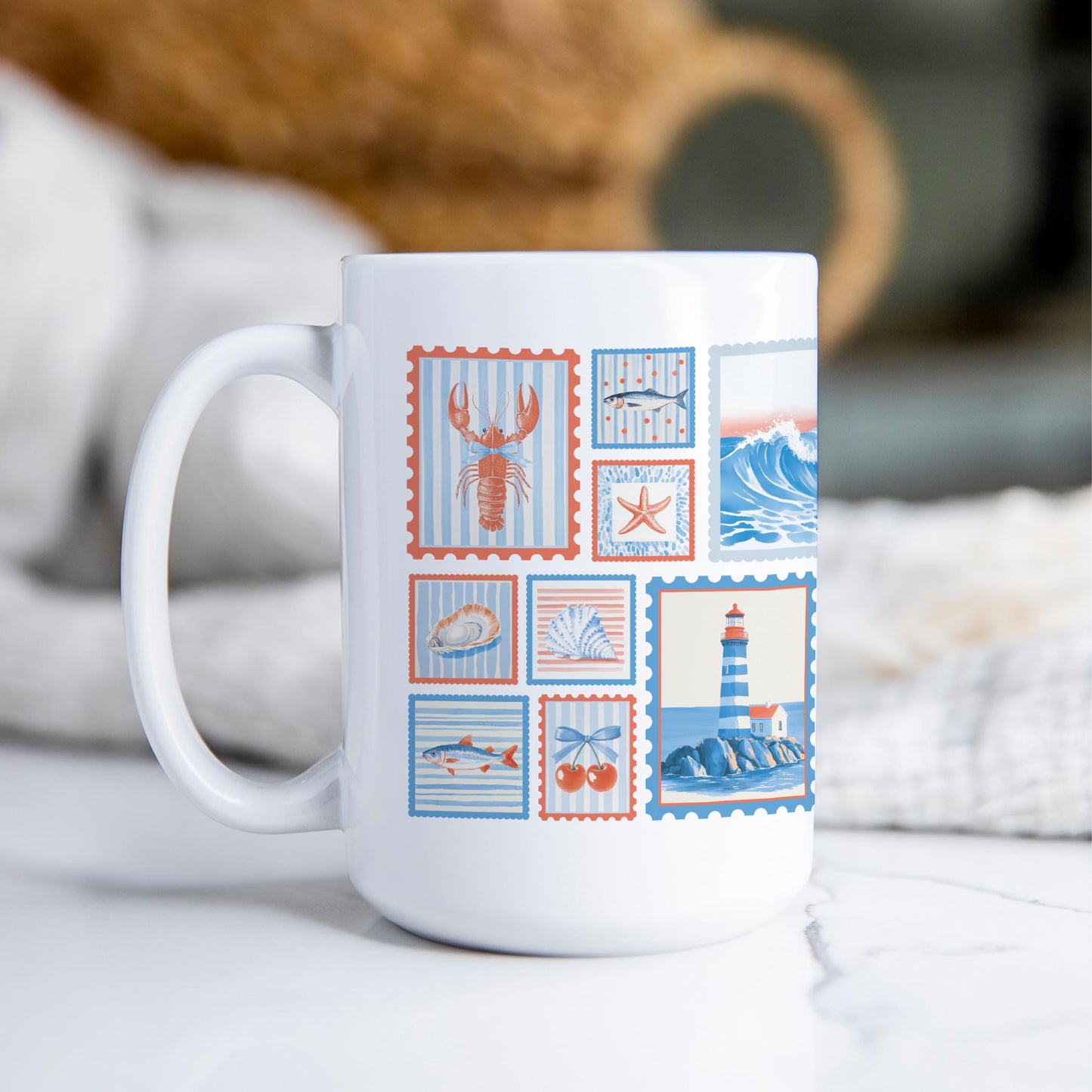 15oz Coffee Mug White-New England Tides Stamps -2