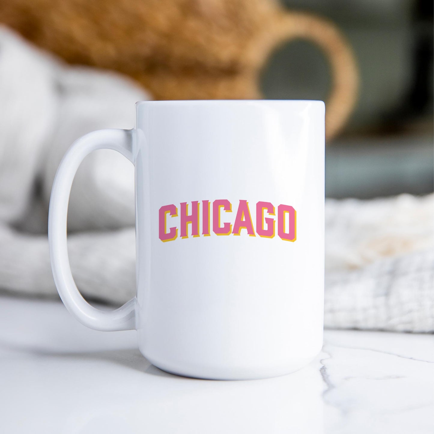 15oz Coffee Mug White-Pink Chicago