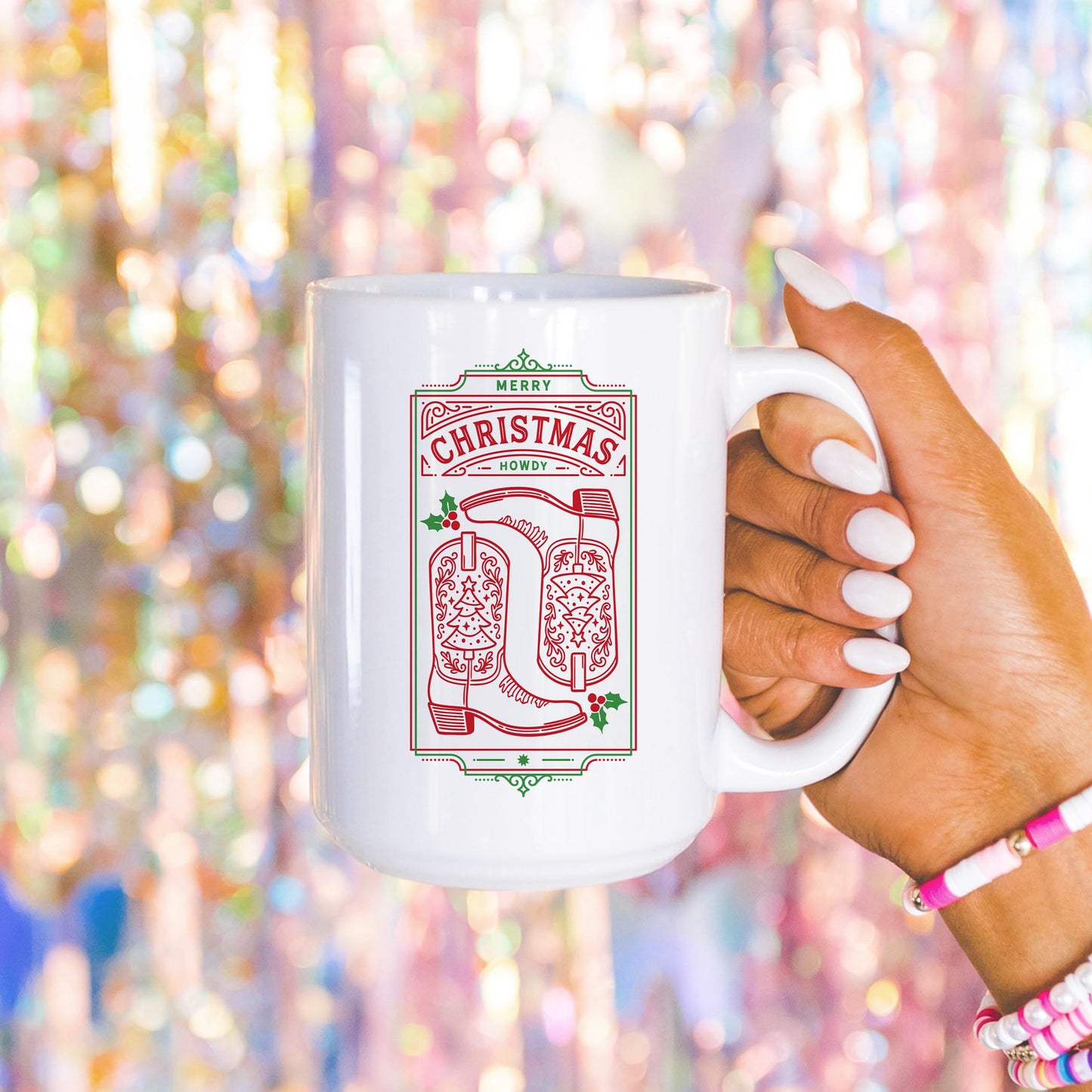 15oz Coffee Mug White-Western Christmas -4