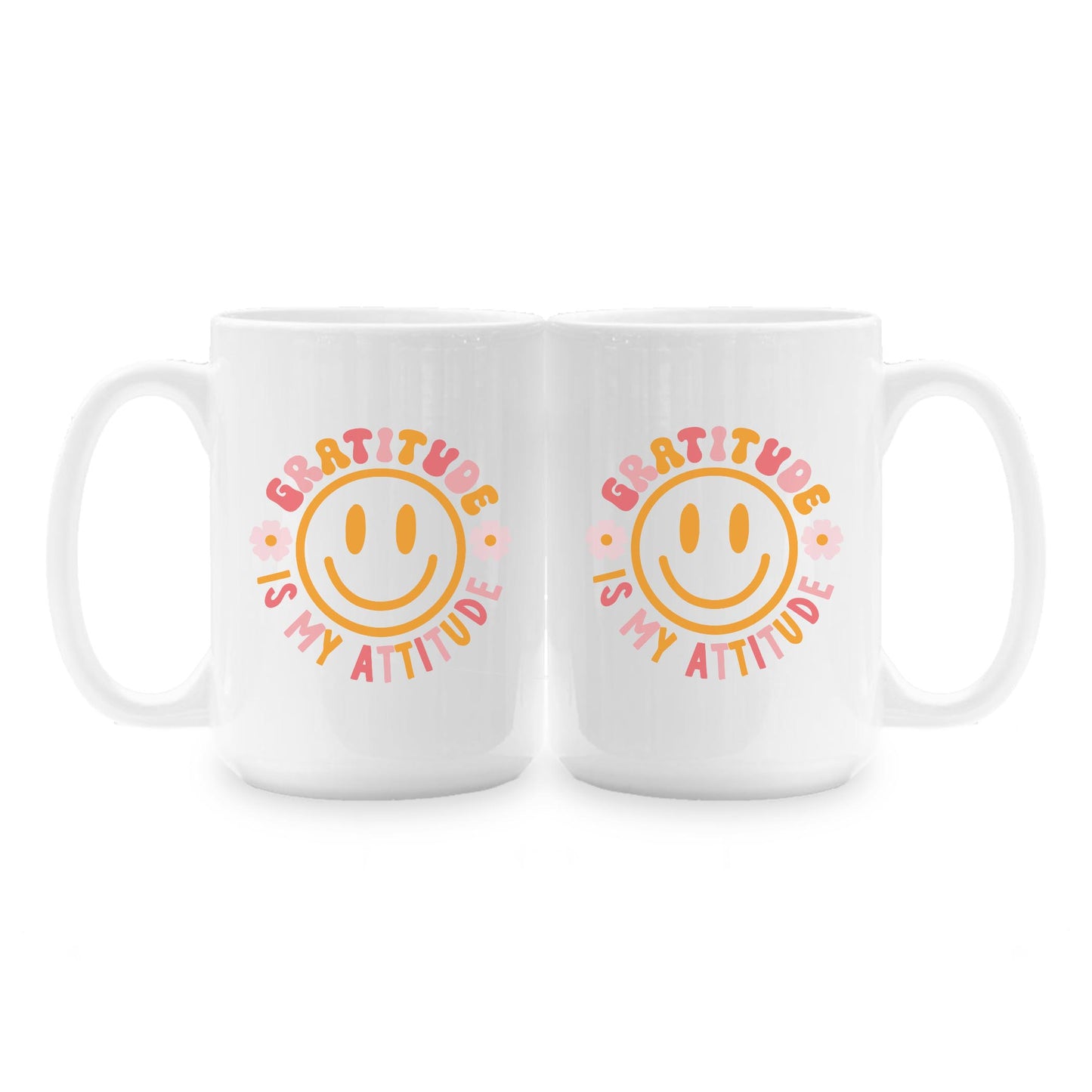 15oz Coffee Mug White-Happy Plans Gratitude Is My Attitude