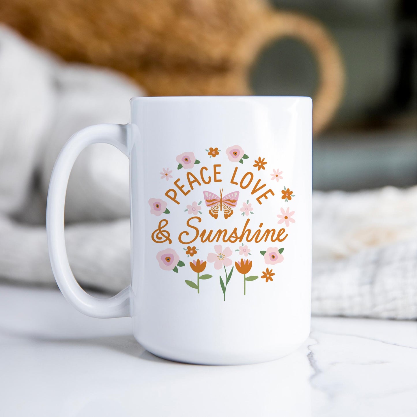 15oz Coffee Mug White-Spring Peace Love & Sunshine