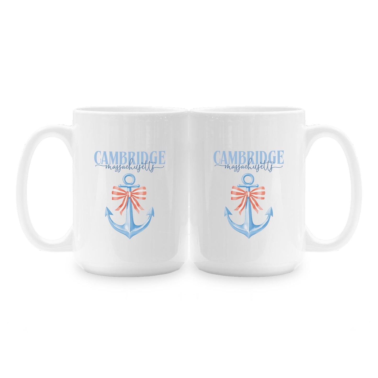 15oz Coffee Mug White-Love+Local New England Tides Anchor -1
