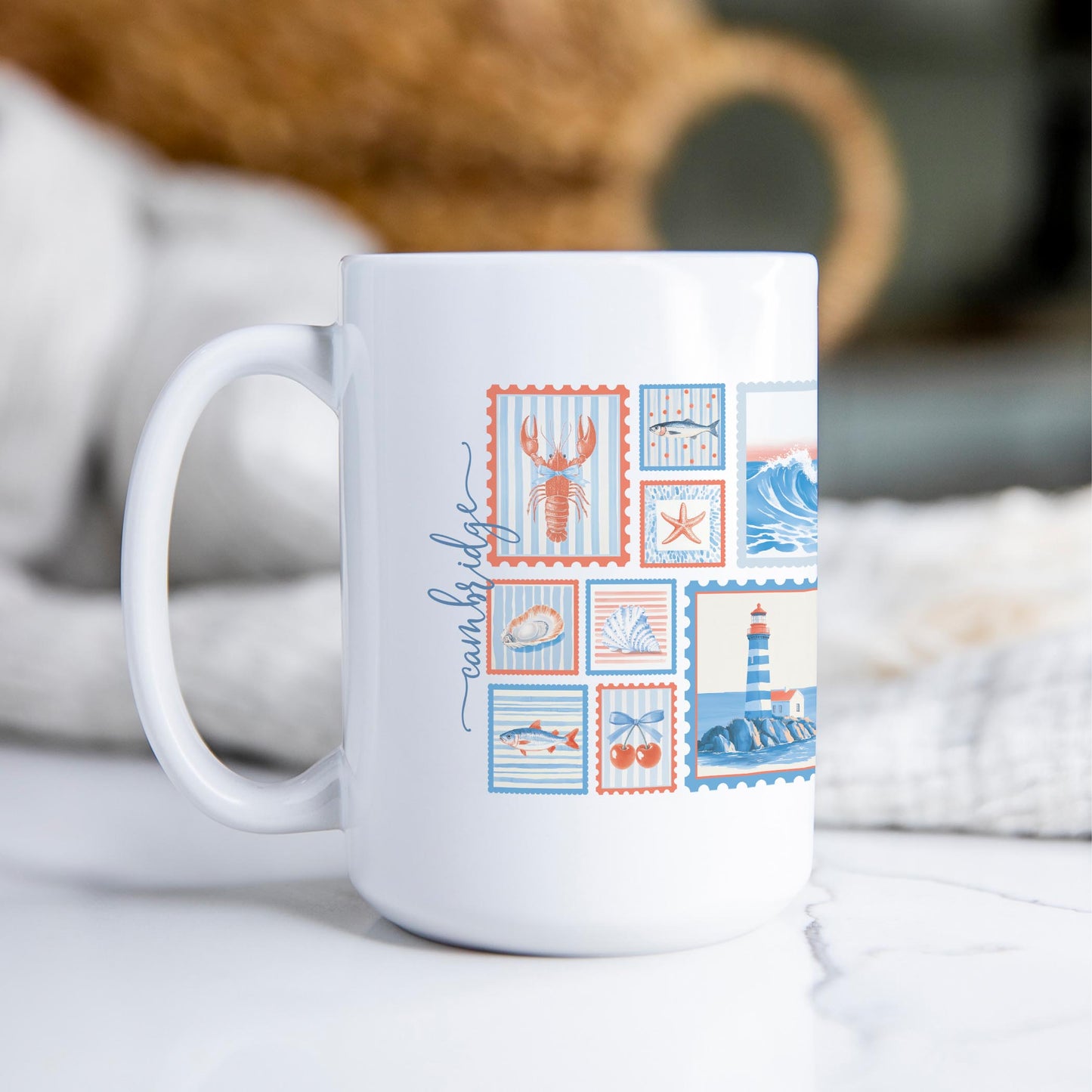 15oz Coffee Mug White-Love+Local New England Tides Stamps -2