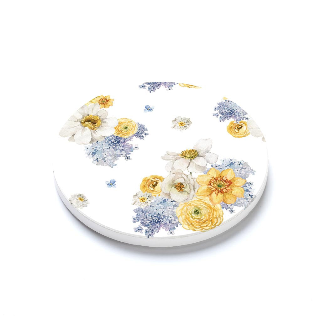 Ceramic Round Coaster-Fantasy Garden Florals 3 -1