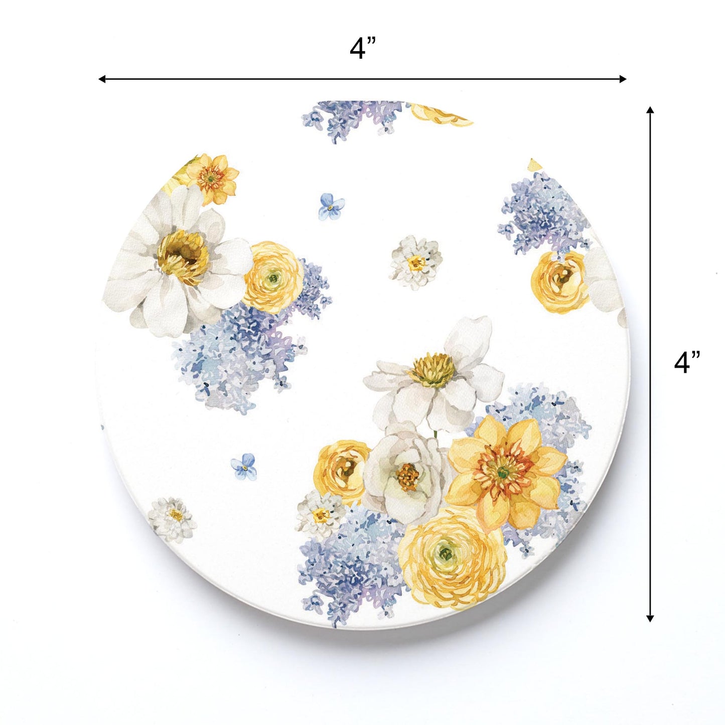 Ceramic Round Coaster-Fantasy Garden Florals 3 -3