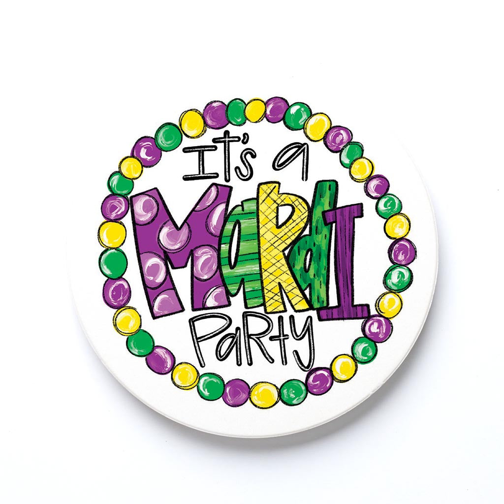 Ceramic Round Coaster-Mardi Gras Mardi Party