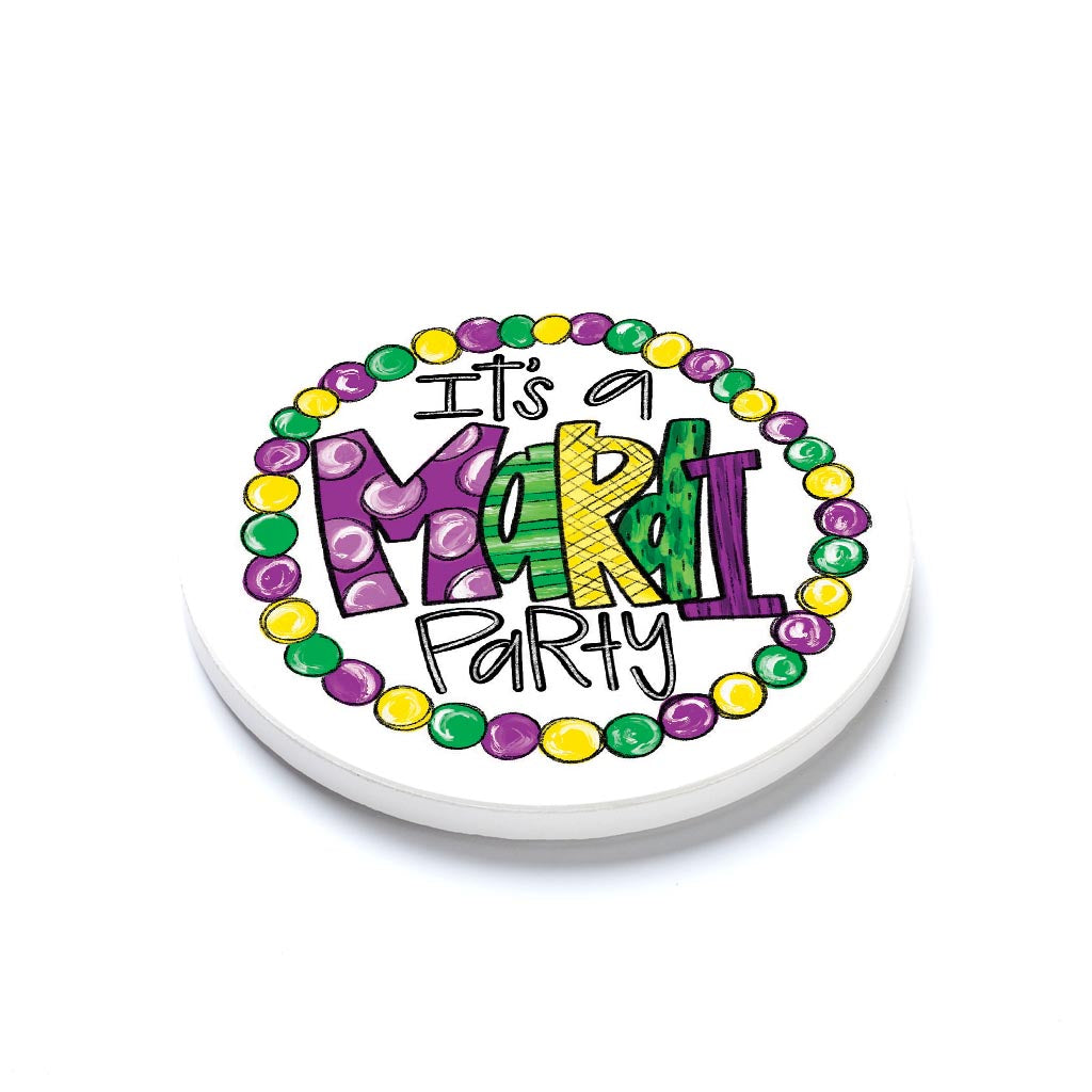 Ceramic Round Coaster-Mardi Gras Mardi Party