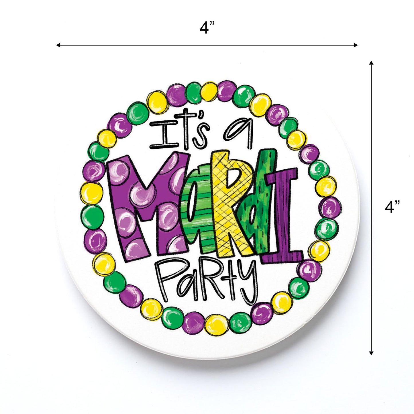 Ceramic Round Coaster-Mardi Gras Mardi Party