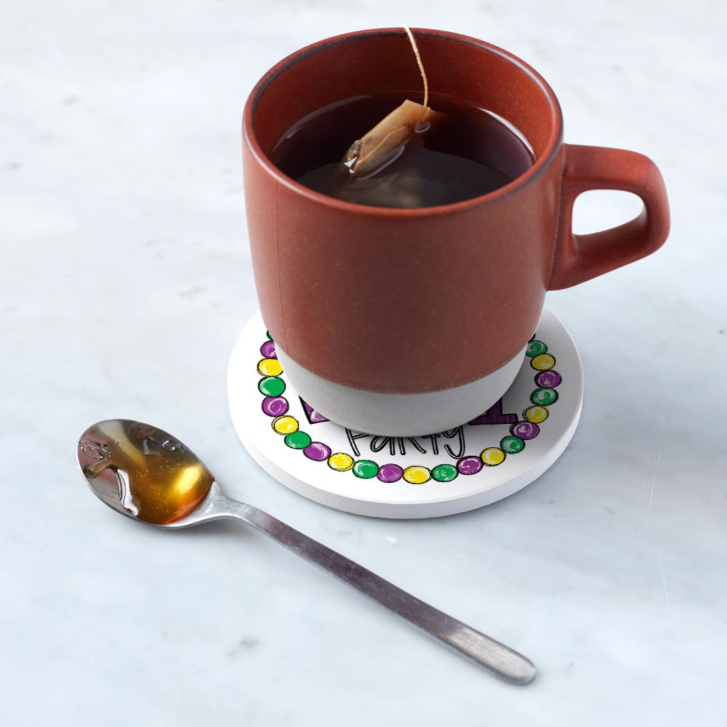 Ceramic Round Coaster-Mardi Gras Mardi Party
