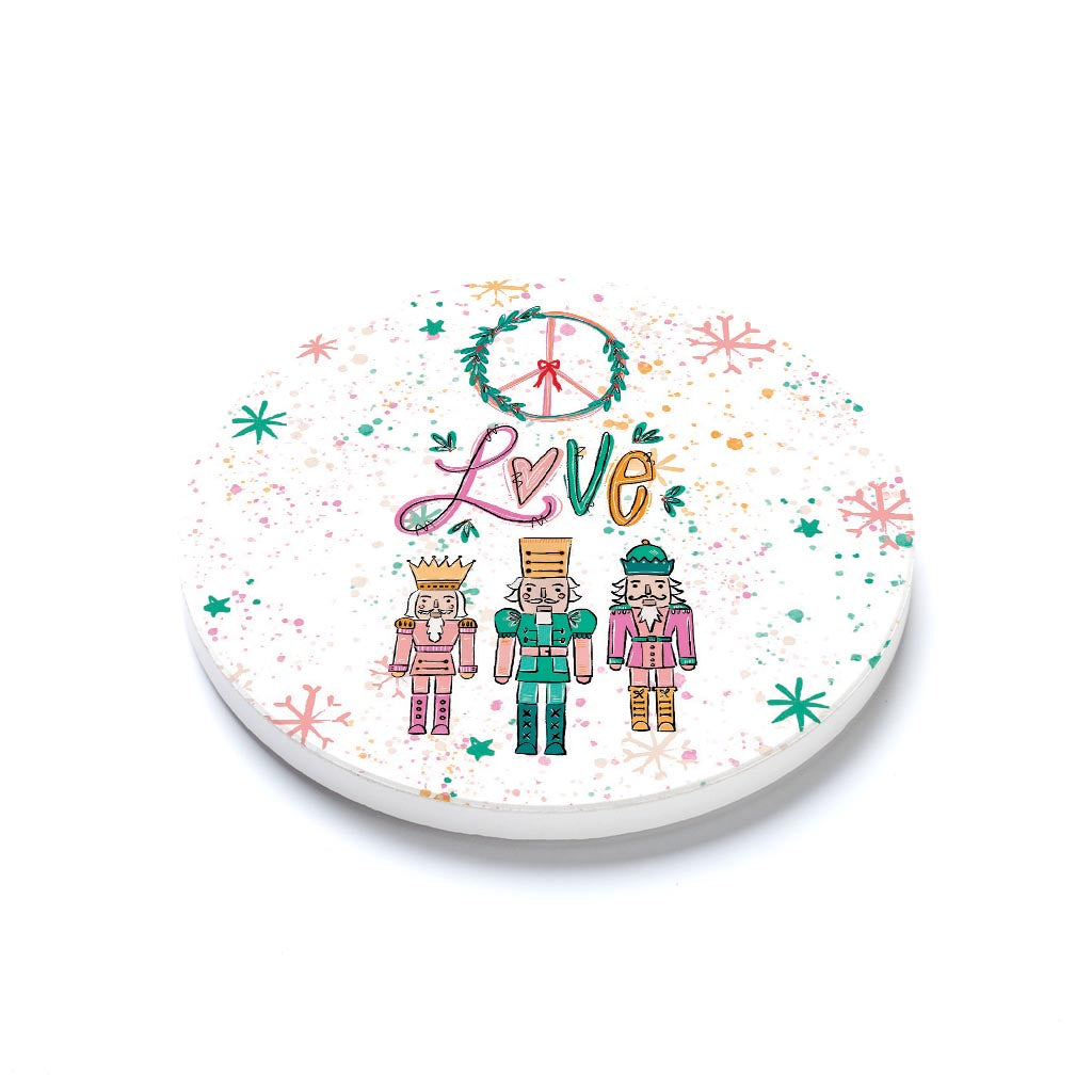 Ceramic Round Coaster-Peace Love Nutcrackers -1