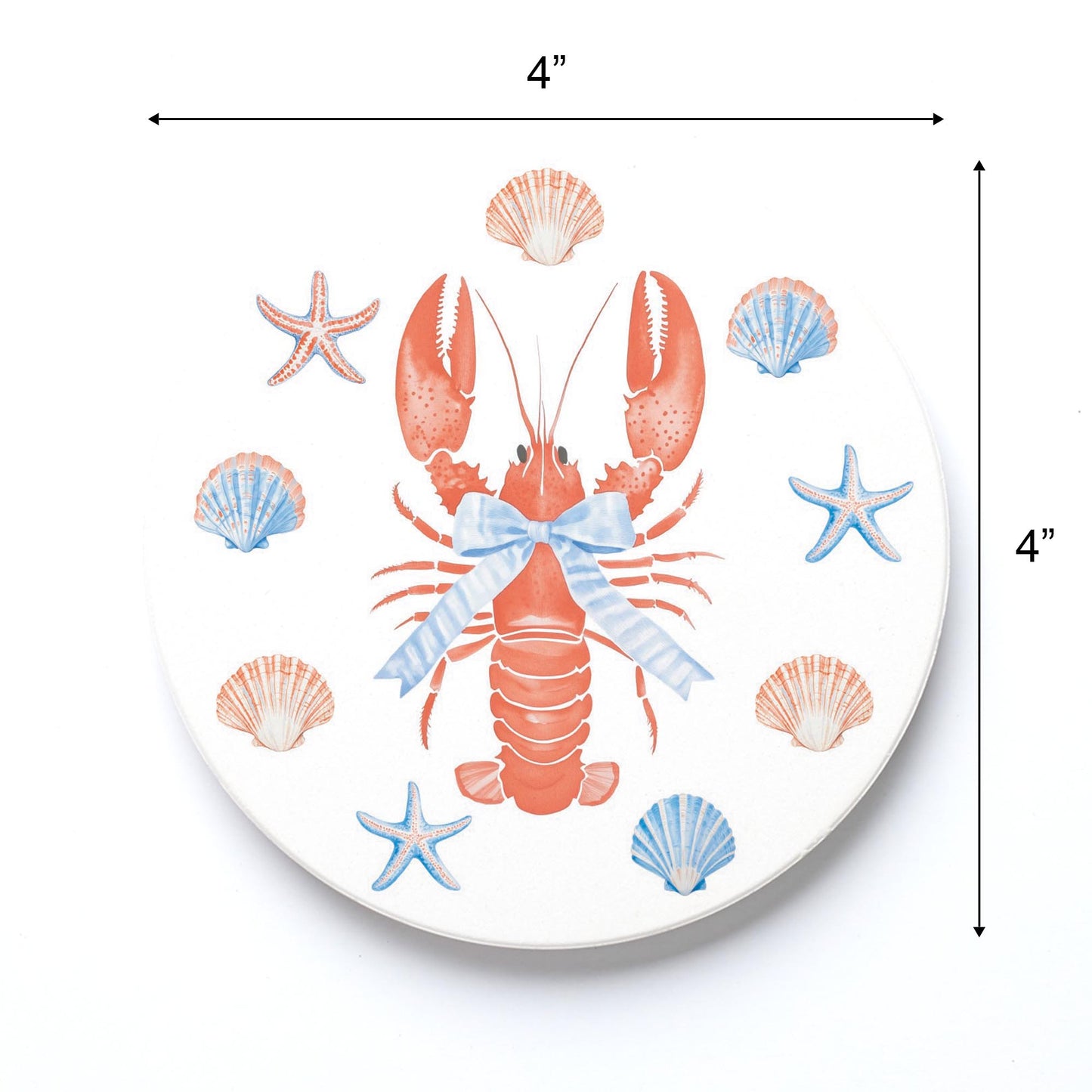 Ceramic Round Coaster-New England Tides Lobster -3