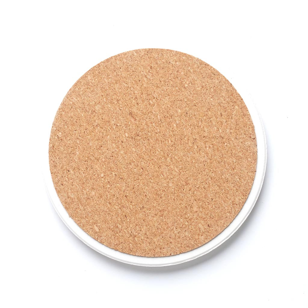 Ceramic Round Coaster-Karma Is A Cat Paw Prints & Hearts -6