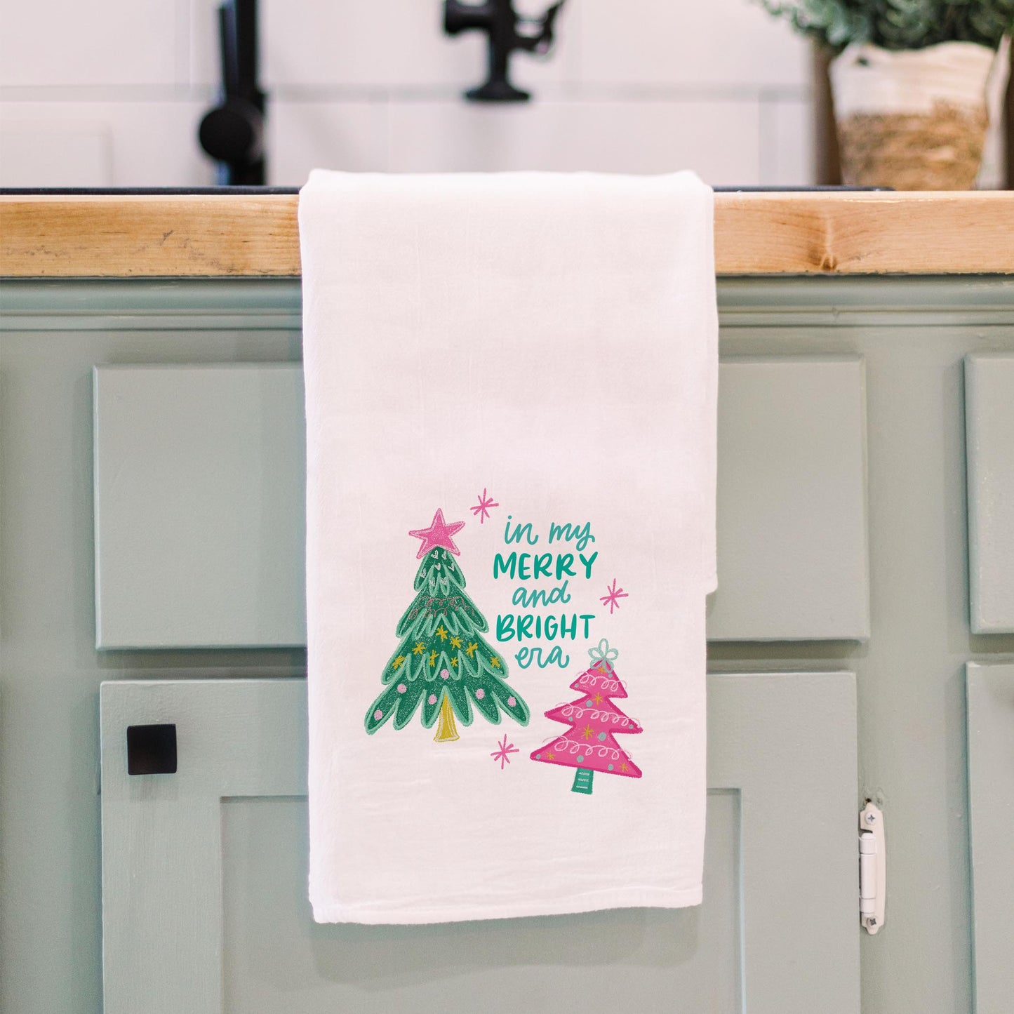 Cotton Tea Towel White-In My Merry & Bright Era