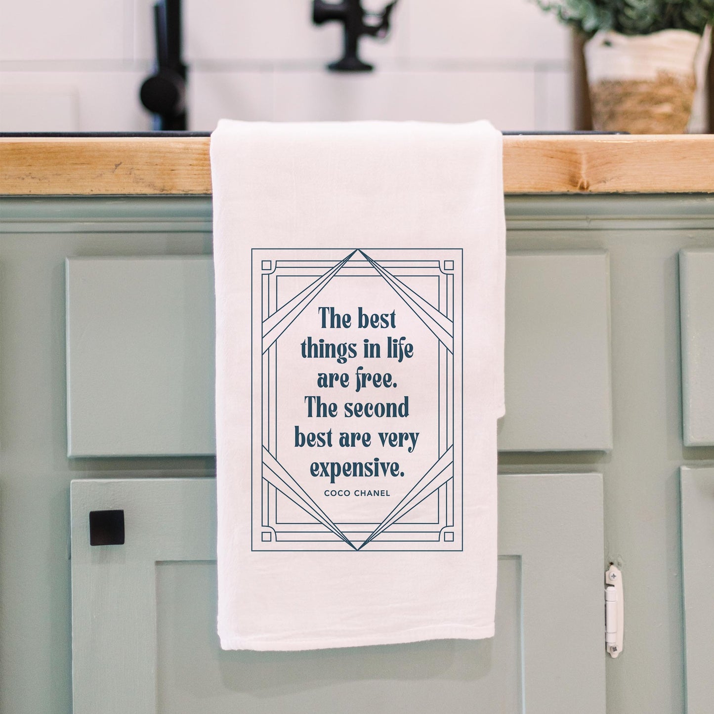 Cotton Tea Towel White-Art Deco The Best Things In life -3