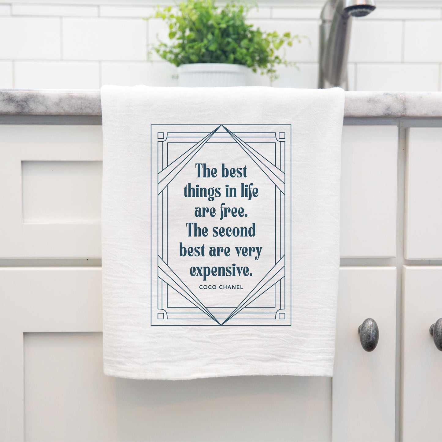 Cotton Tea Towel White-Art Deco The Best Things In life -4