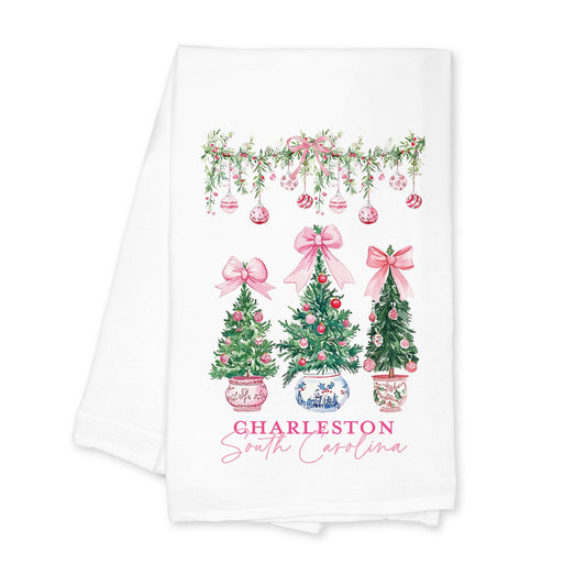 Cotton Tea Towel White-Love+Local Blush & Baubles - A Grand Millennial Christmas -0