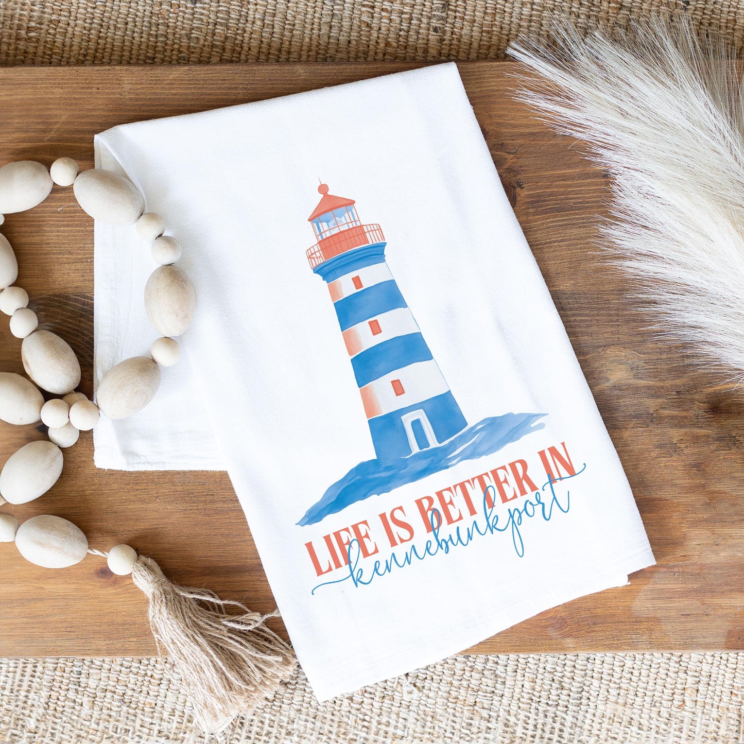 Cotton Tea Towel White-Love+Local New England Tides -1