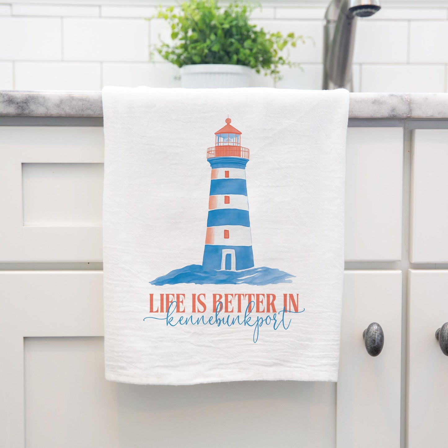 Cotton Tea Towel White-Love+Local New England Tides -3