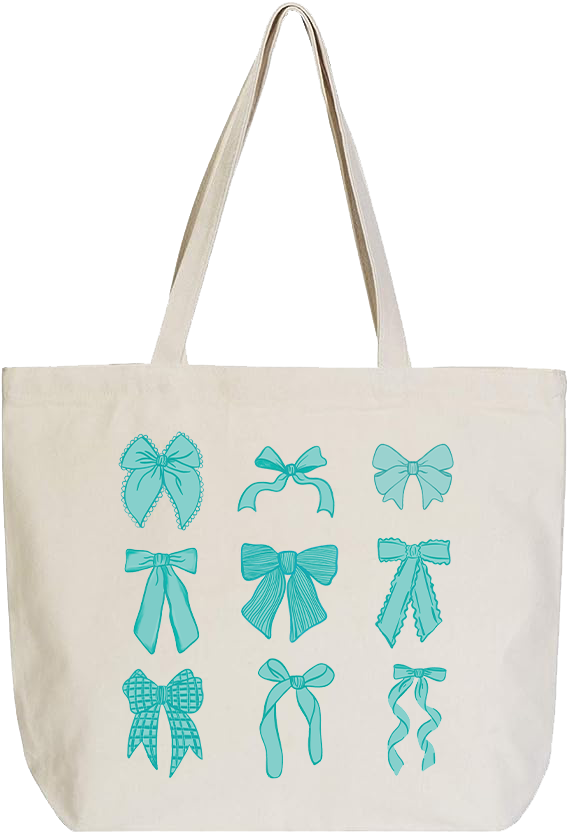 Preppy Bows Canvas Tote Bag | Blue Preppy Bows