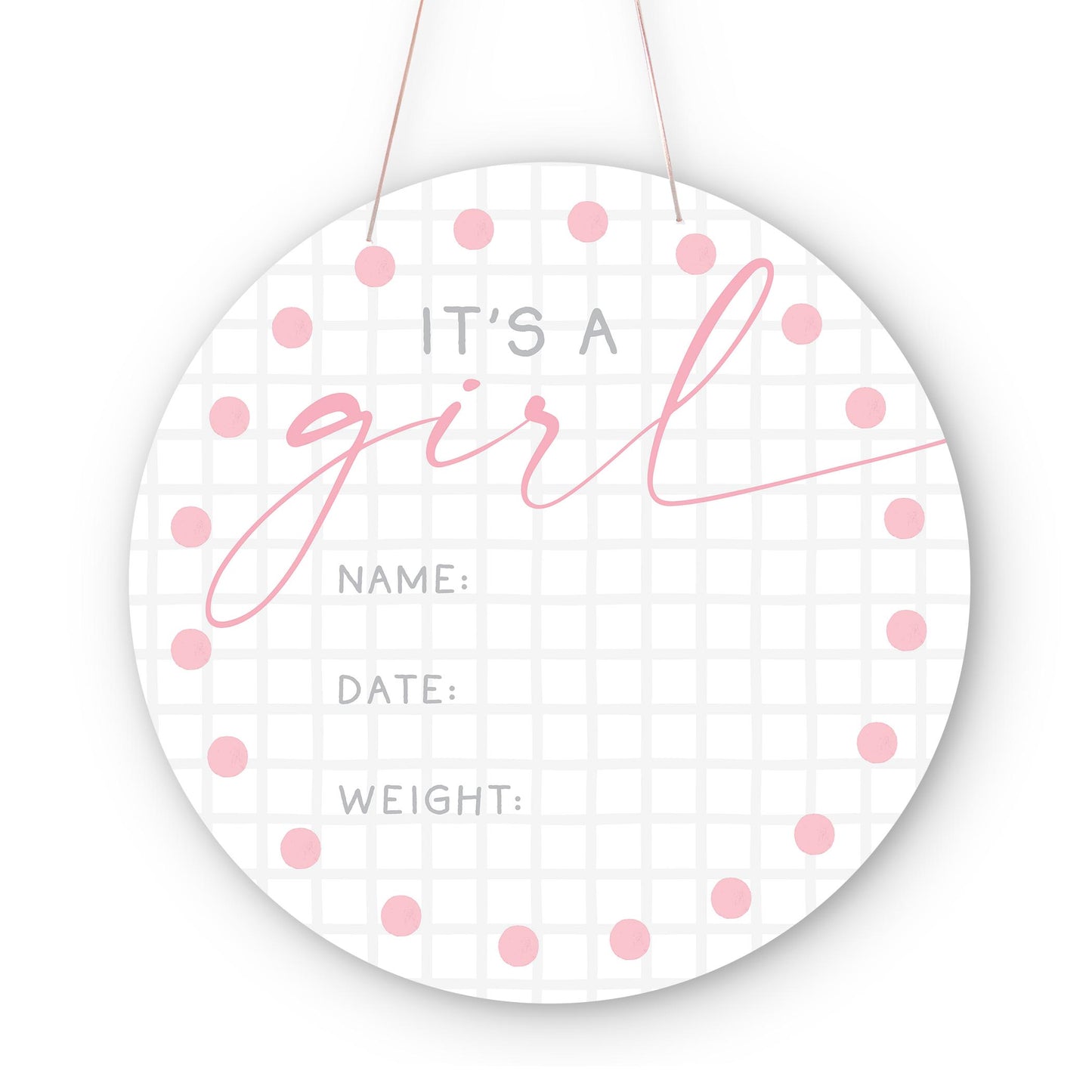 20" Door Hanger-It's A Girl Baby Announcement