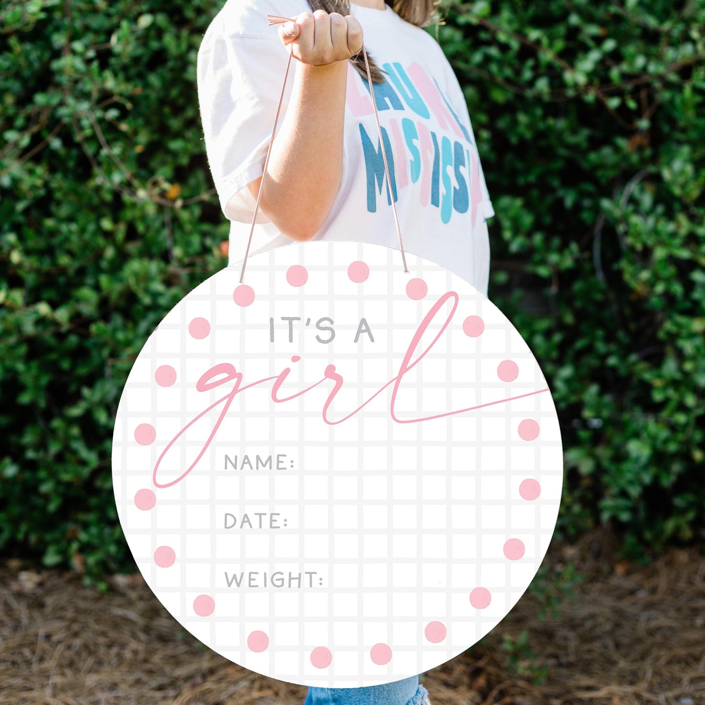 20" Door Hanger-It's A Girl Baby Announcement