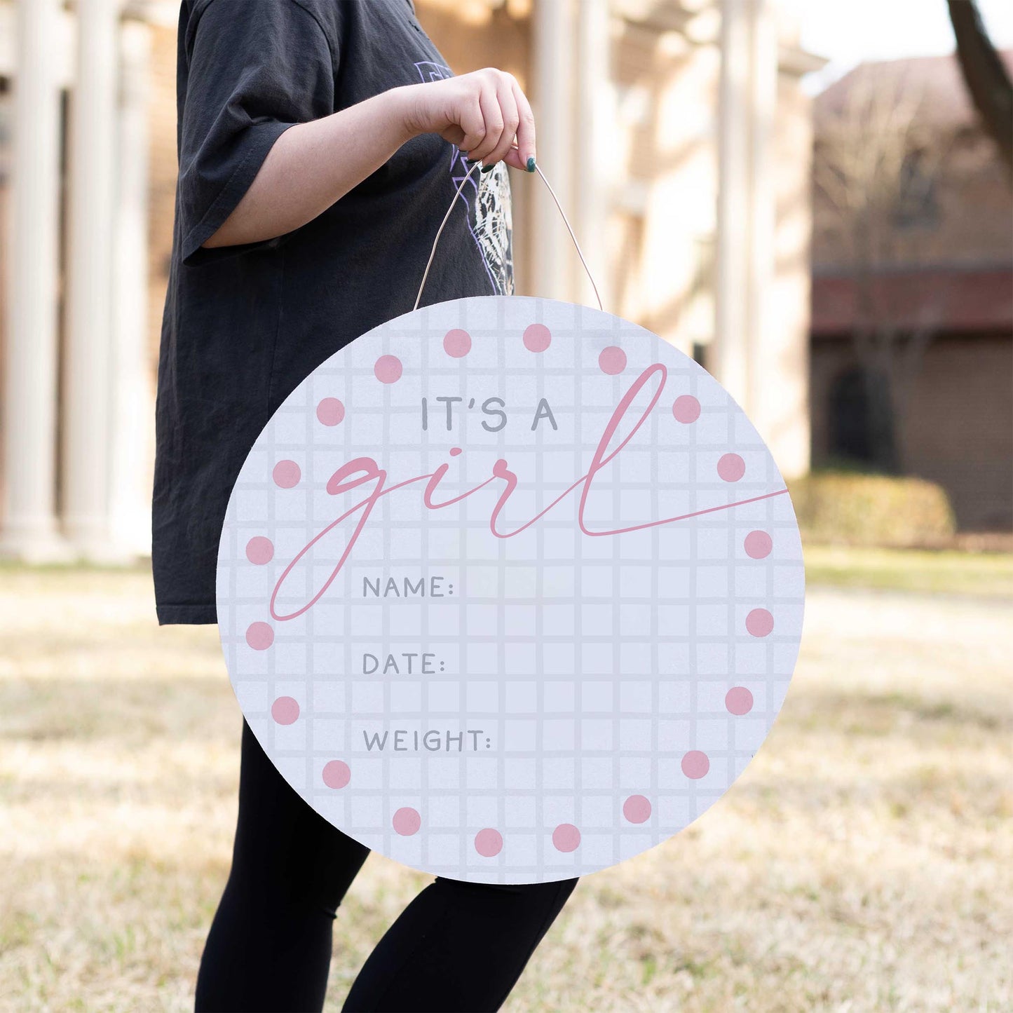 20" Door Hanger-It's A Girl Baby Announcement