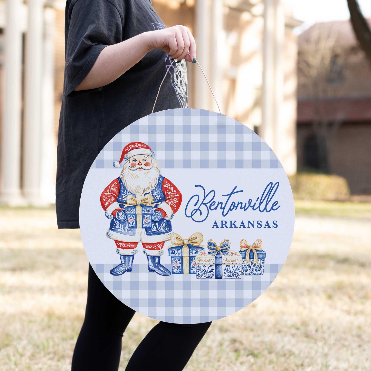 20" Door Hanger-Love+Local Blue Noel - A Grand Millennial Christmas -2