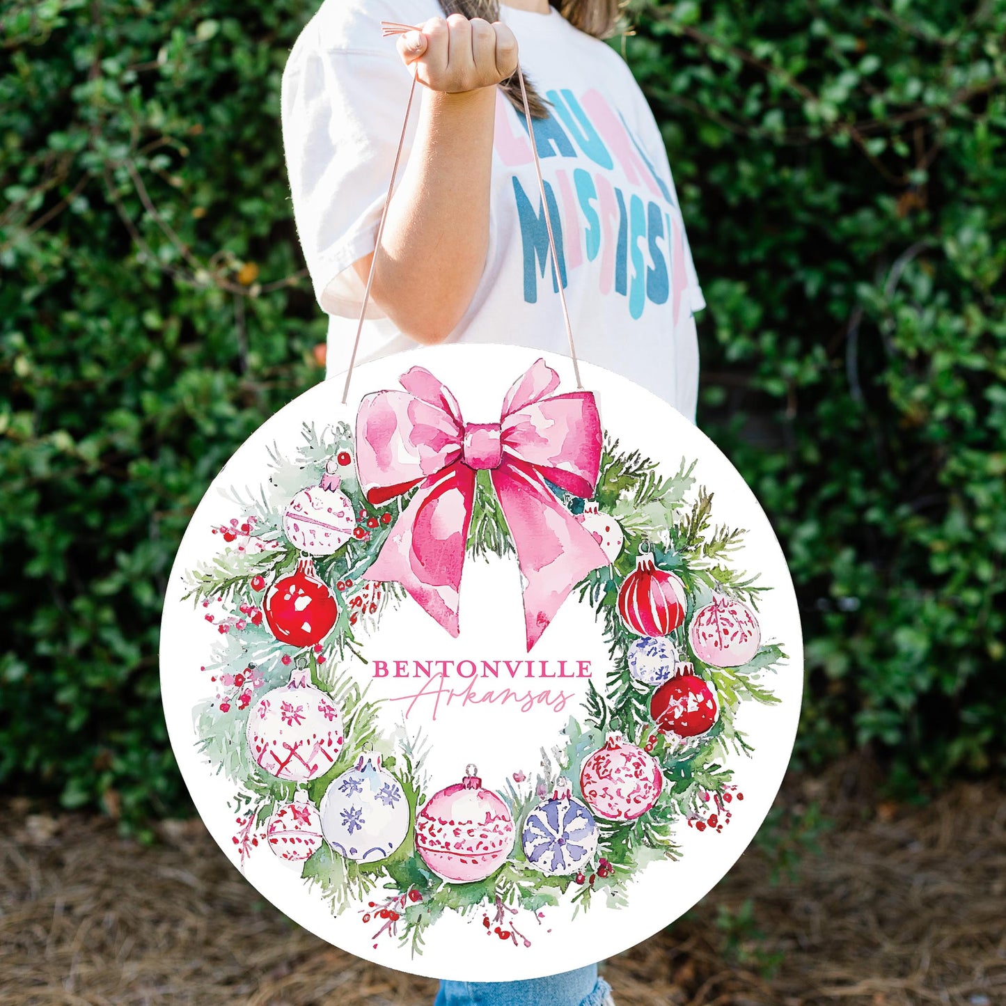 20" Door Hanger-Love+Local Blush & Baubles - A Grand Millennial Christmas -1