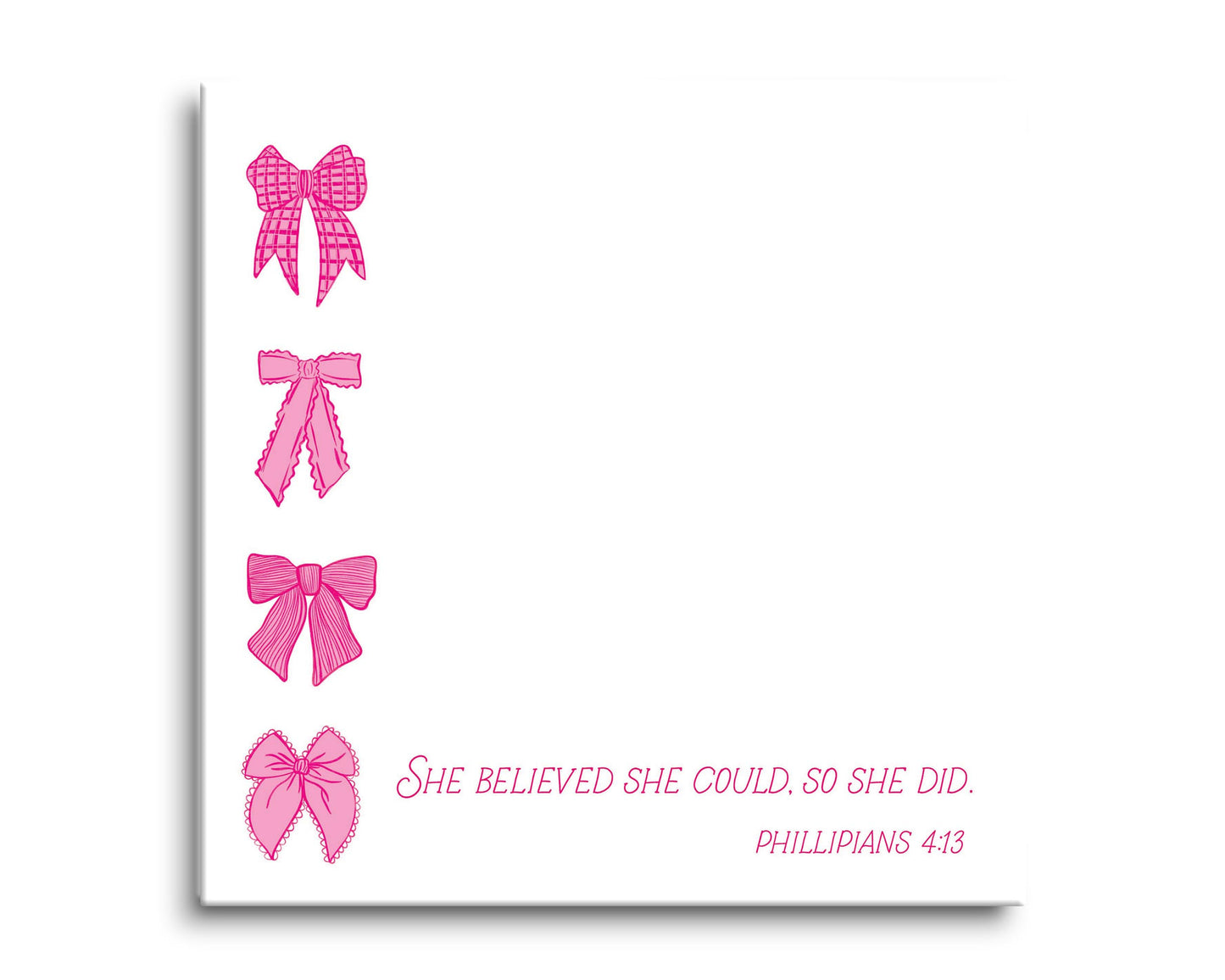 8x8 Glass Dry Erase-Pink Bows She Believed She Could