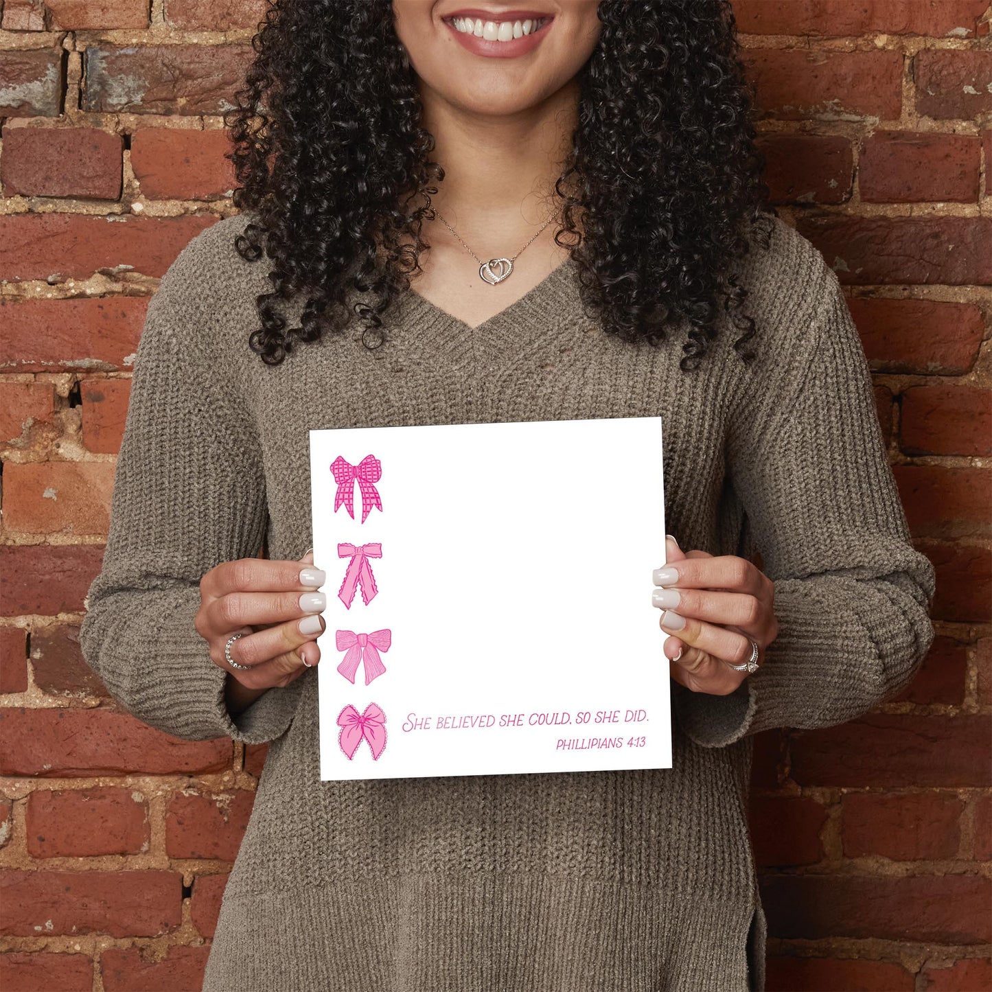 8x8 Glass Dry Erase-Pink Bows She Believed She Could