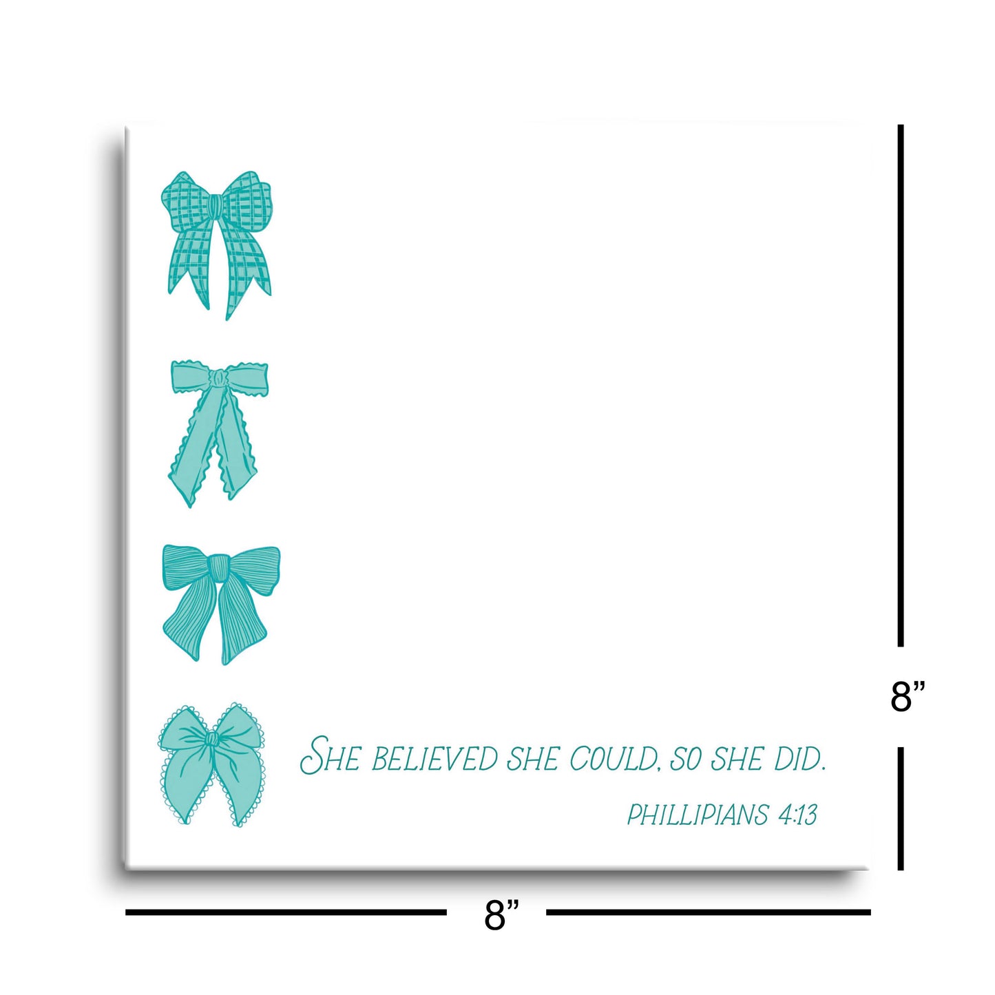 8x8 Glass Dry Erase-Blue Bows She Believed She Could