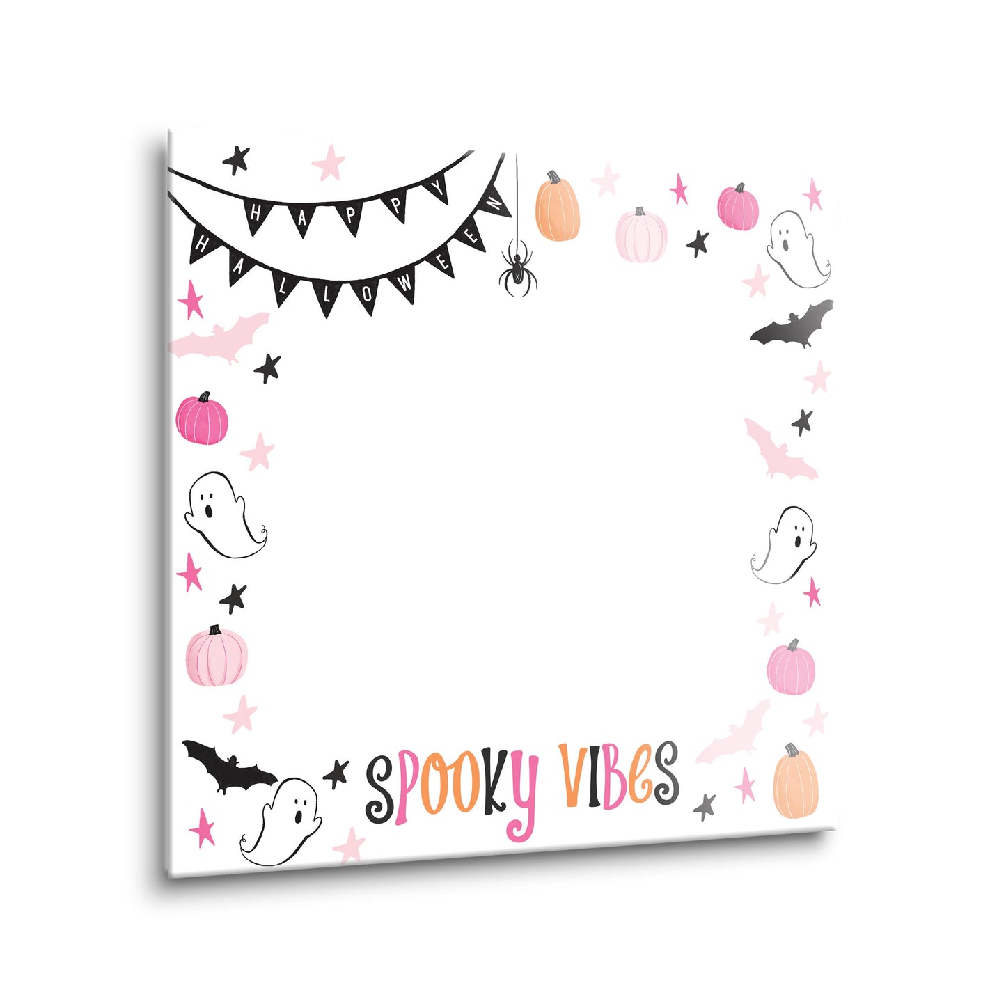 8x8 Glass Dry Erase-Happy Ghost Spooky Vibes