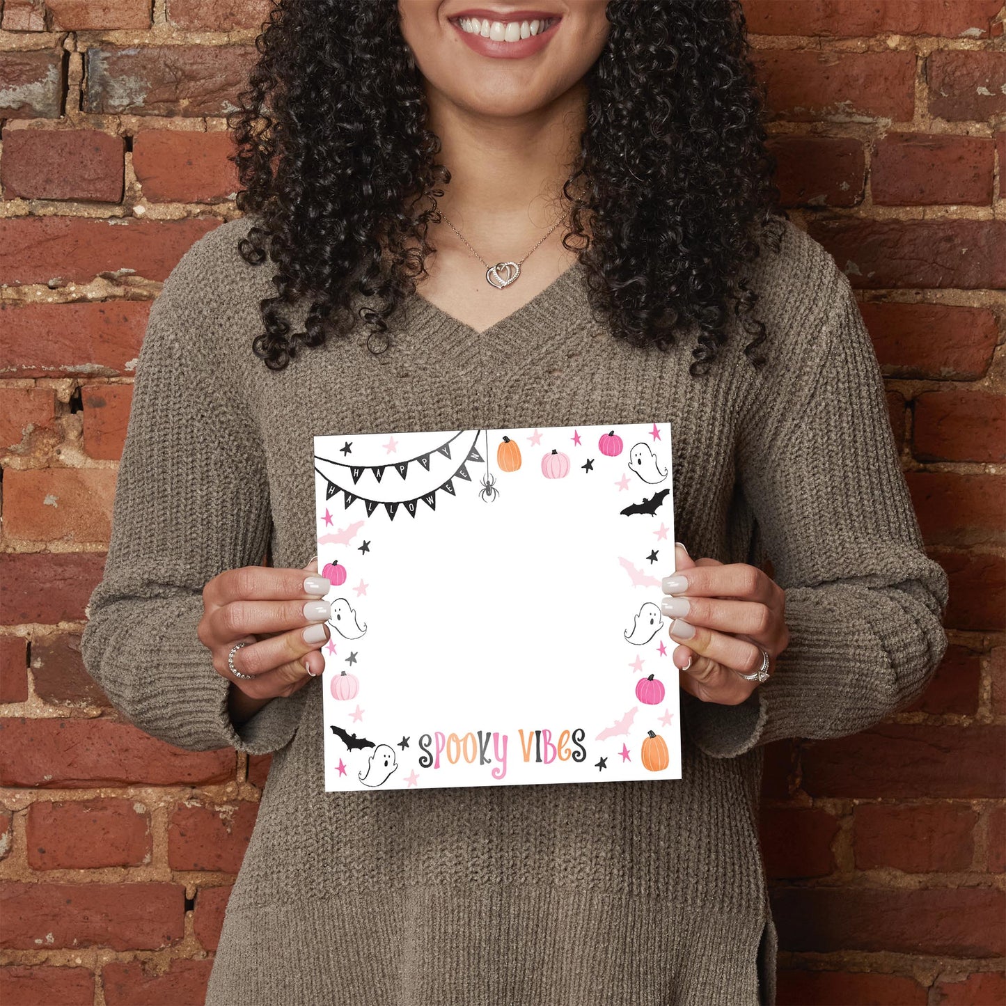 8x8 Glass Dry Erase-Happy Ghost Spooky Vibes