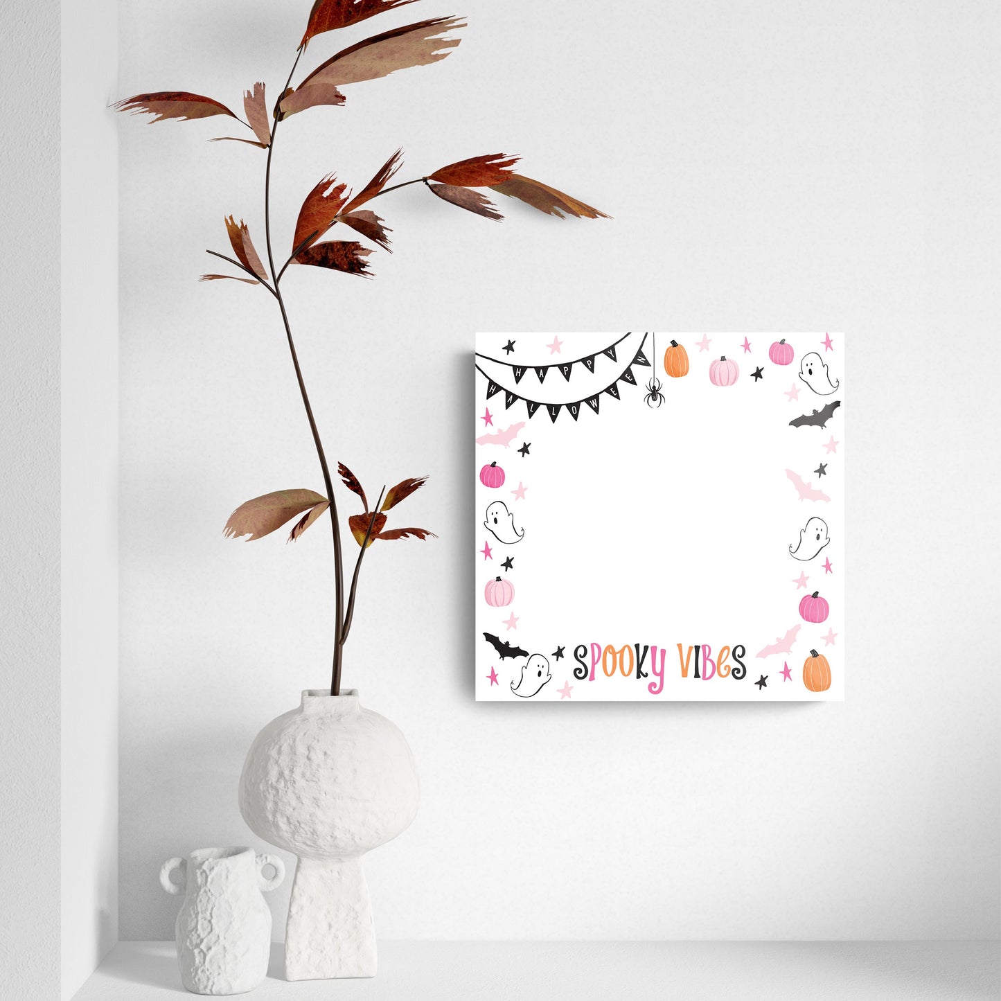 8x8 Glass Dry Erase-Happy Ghost Spooky Vibes