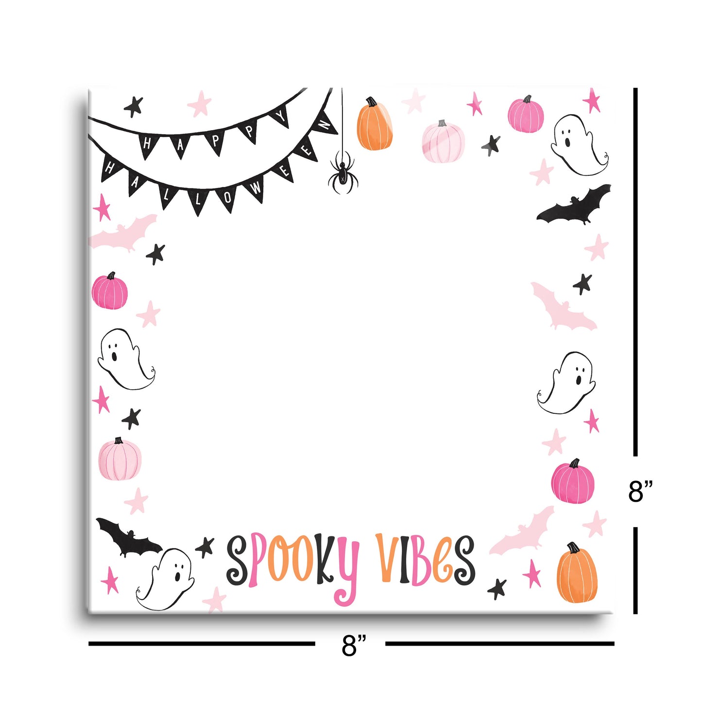 8x8 Glass Dry Erase-Happy Ghost Spooky Vibes