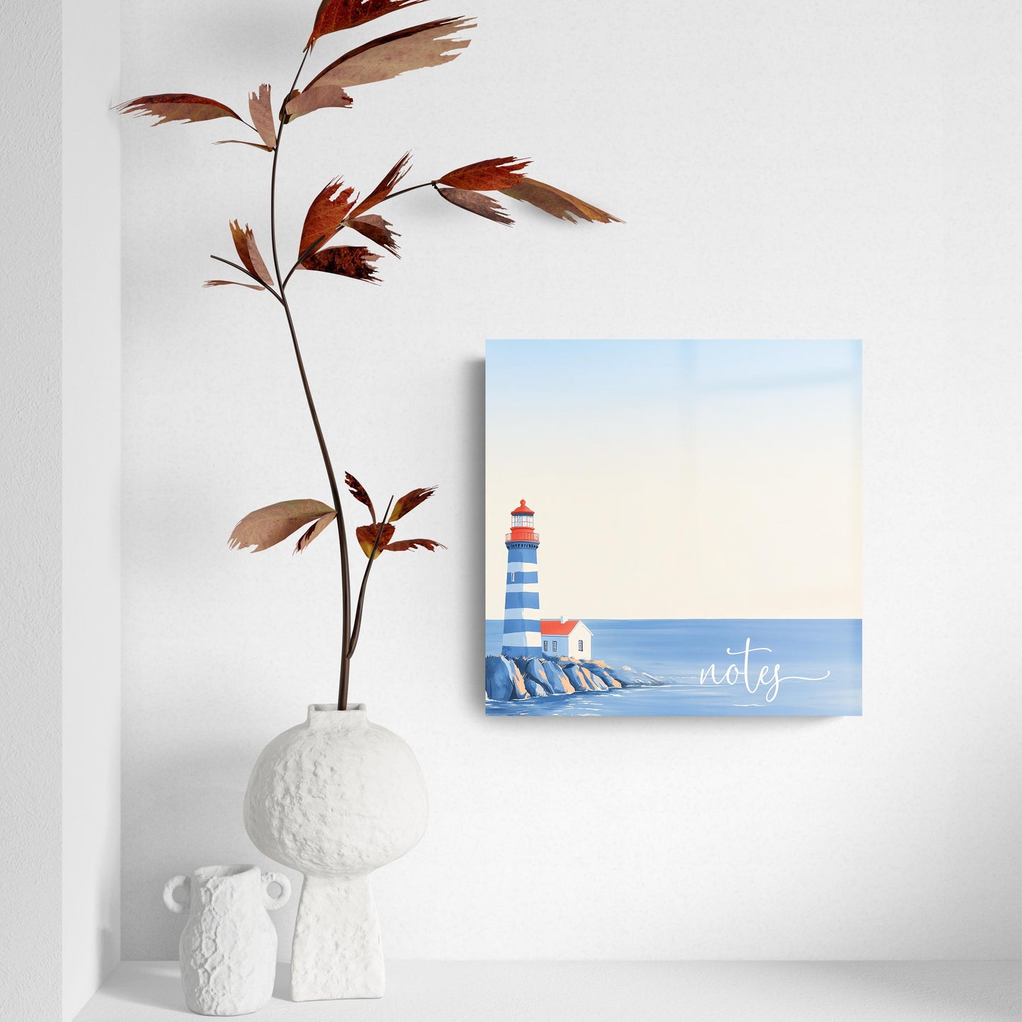 8x8 Glass Dry Erase-New England Tides Lighthouse Notes -4