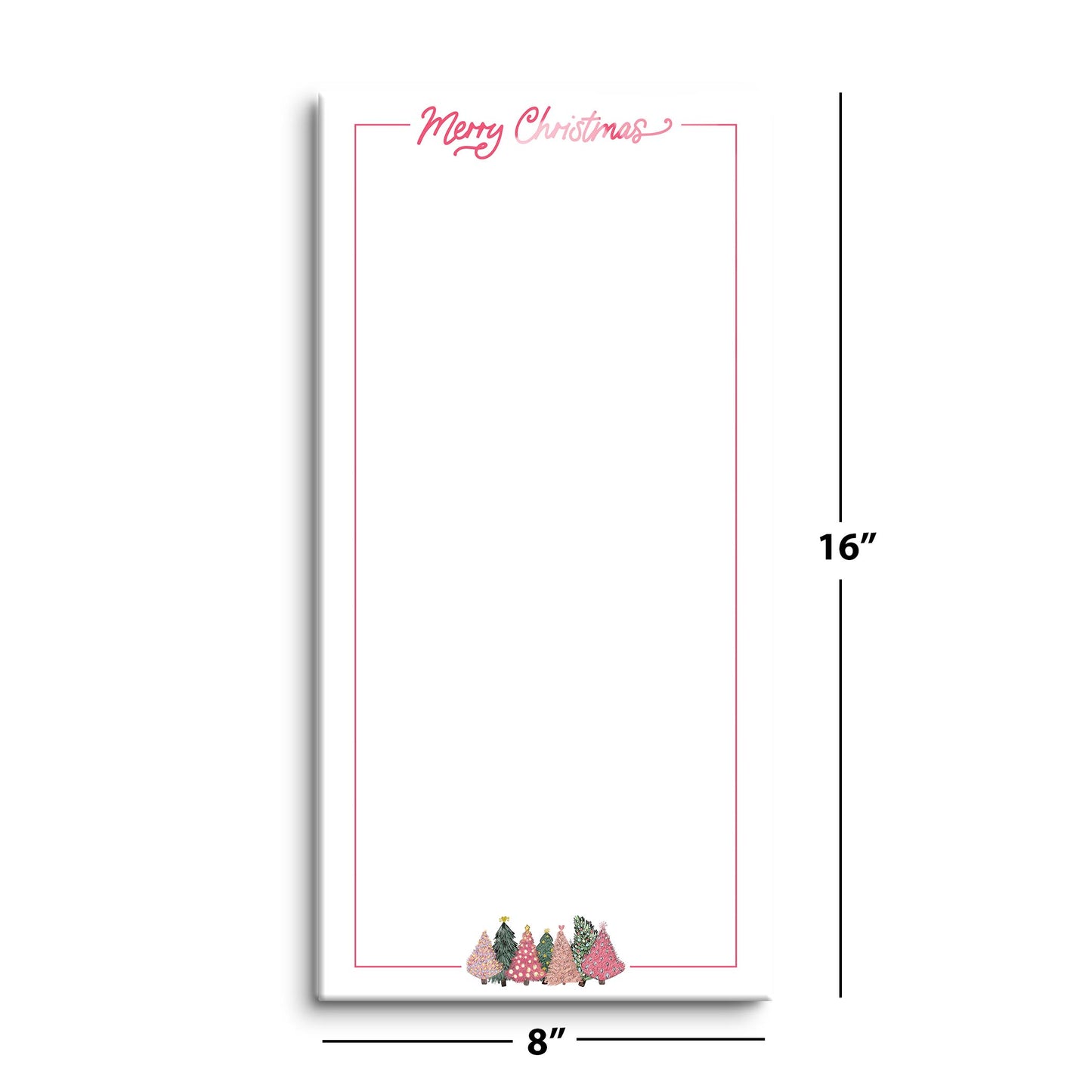 8x16 Glass Dry Erase-Pink Trees Merry Christmas Notes